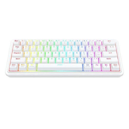Teclado Redragon Draconic V2 mecánico compacto blanco con RGB y Hot-Swap