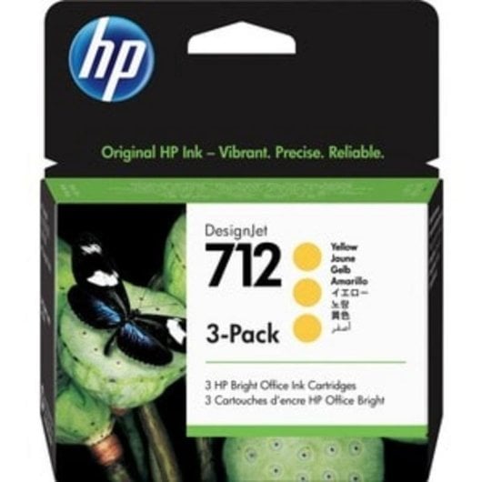 Cartucho de Tinta HP 712 Amarelo 29 ml Pack de 3 Unidades