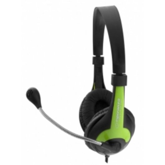 Auriculares Esperanza EH158G con cable alámbricos para música, cable 2 m, negro y verde