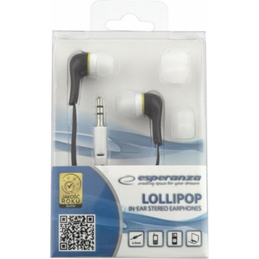 Auriculares Esperanza EH146K con cable, conexión 3,5 mm, intraaurales, negros y blancos