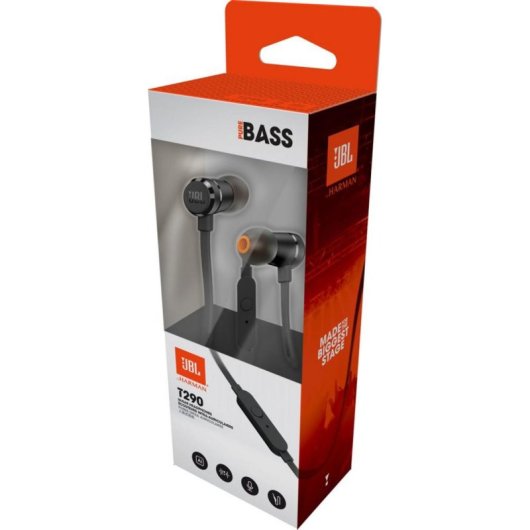 Auriculares JBL Tune 290 con cable, Intraaurales, Micrófono y controles, color negro