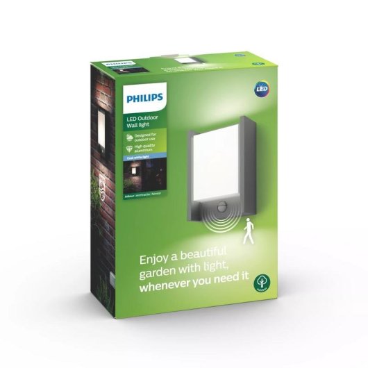 Lâmpada de parede LED Philips Mygarden Arbour 6W com sensor IR IP44 antracite