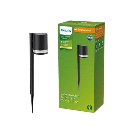 Borne Solar Philips Fyce 1,5 W IP44 Negro Luz Cálida 2700 K Sensor Día/Noche