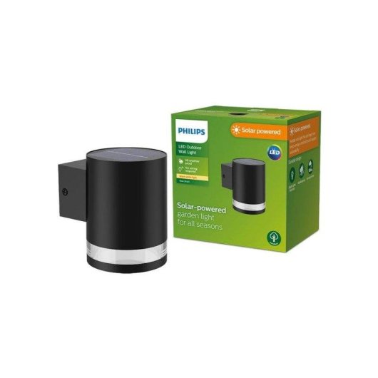 Lámpara de Pared Solar Philips Fyce 1,5 W 2700 K 200 Lm IP44 Negra