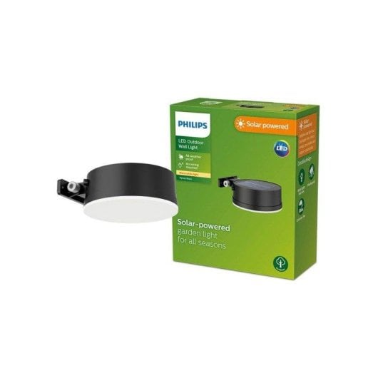 Aplique de Pared Solar Philips Vynce 1,5 W Negro Sensor Luz Blanca Cálida IP44