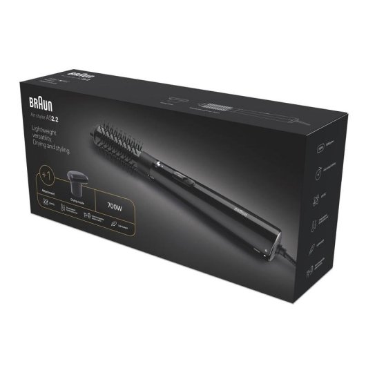 Spazzola ad aria ionica Braun Haircare Airstyler AS2 300 W Nero con 2 accessori