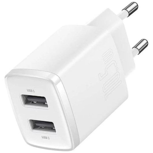 Cargador Baseus Compact 2 Puertos USB 2.0 5V 2.1A Blanco