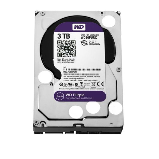 Disque Dur WD Purple 3TB HDD 5400rpm 64MB 3.5" Serial ATA III Surveillance