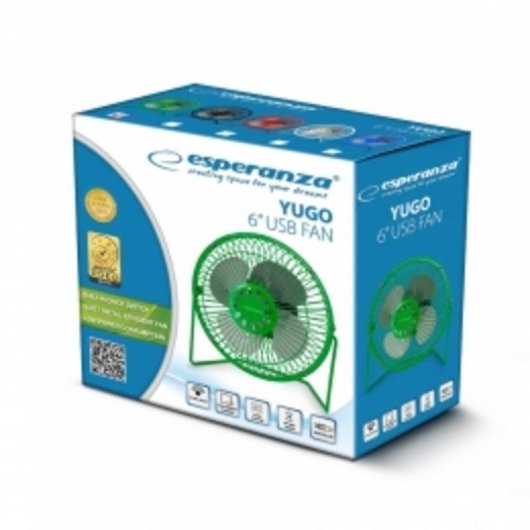 Ventoinha de Sobremesa Esperanza EA149G 2,5W 4 Pás USB Metal Verde