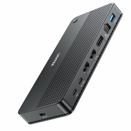 Base para portátiles Unitek D1104A01 USB4 100 W Ethernet 2.5G Negro