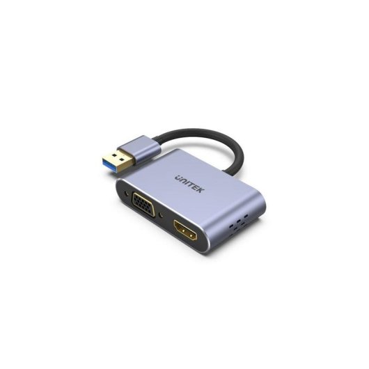 Adaptador de cable de vídeo Unitek V1304A USB tipo A a HDMI + VGA 0,15 m