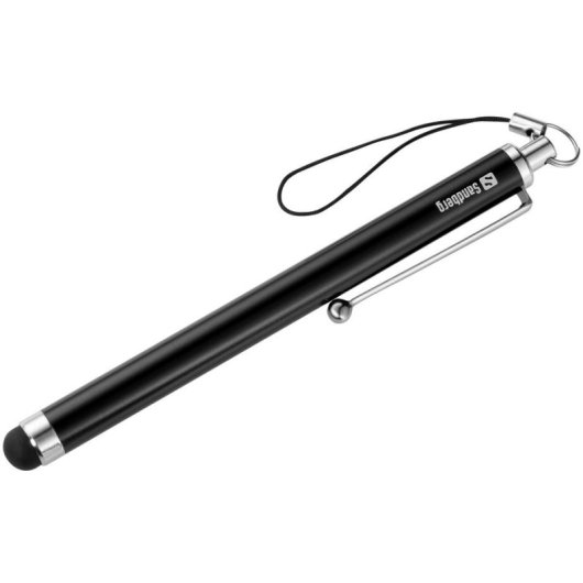 Lápiz Digital Sandberg Touchscreen Stylus Pen Saver Universal Preto Prateado