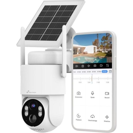 Cámara IP Nivian NV-CAM30-W6 2K Visión Nocturna Detección IA Exterior Audio Bidireccional Batería