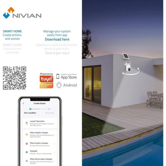 Cámara IP Nivian NV-CAM30-W6 2K Visión Nocturna Detección IA Exterior Audio Bidireccional Batería