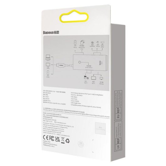 Hub Baseus 6 puertos 5000 Mbit/s modelo WKQX050001 con HDMI y lector SD