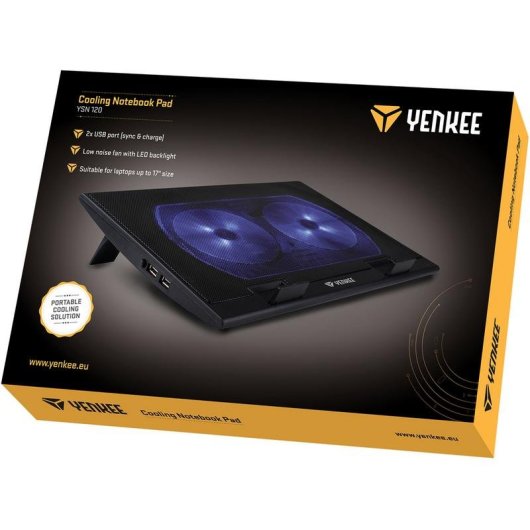 Almohadilla de refrigeración Yenkee YSN 120 17" 2 ventiladores USB Negro/Azul
