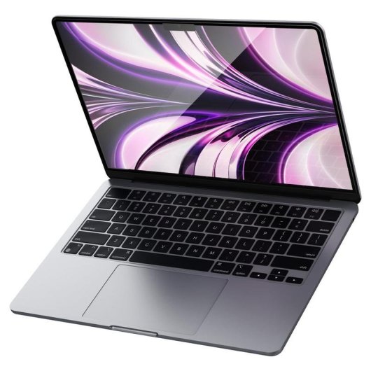 Protector d'écran Spigen pour MacBook Air 13.6" M2, verre trempé 9H, noir transparent