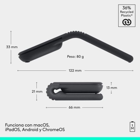 Souris Logitech Mobi Fold Bluetooth 4000 DPI Graphite Pliable Compact