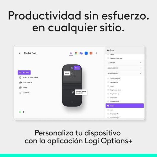 Souris Logitech Mobi Fold Bluetooth 4000 DPI Graphite Pliable Compact