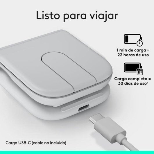 Ratón Logitech Mobi Fold Bluetooth 4000 DPI Plegable Blanco Ultraportátil