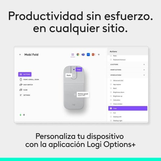 Ratón Logitech Mobi Fold Bluetooth 4000 DPI Plegable Blanco Ultraportátil