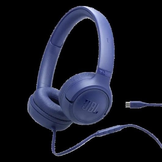 Casque JBL Tune 530C filaire USB-C, son Pure Bass, pliable, micro, bleu