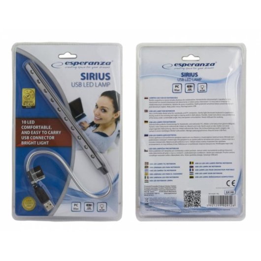 Lámpara USB Esperanza EA148 Negro/Plata 5V 0.5A