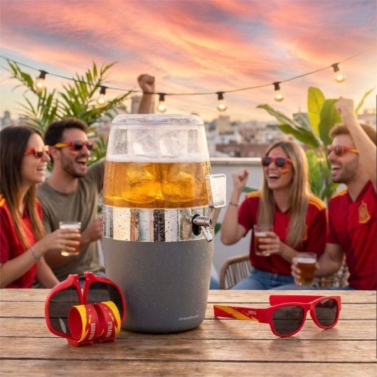 Distributeur de bière Innovagoods Freer Pack avec 2 lunettes Sunfold Spain Red
