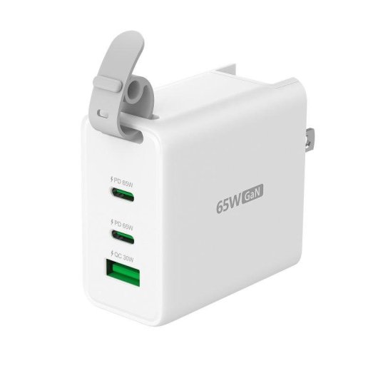 Carregador de viagem 3 portas GaN 65 W j5create com enchufes CA intermutáveis e cabo USB-C