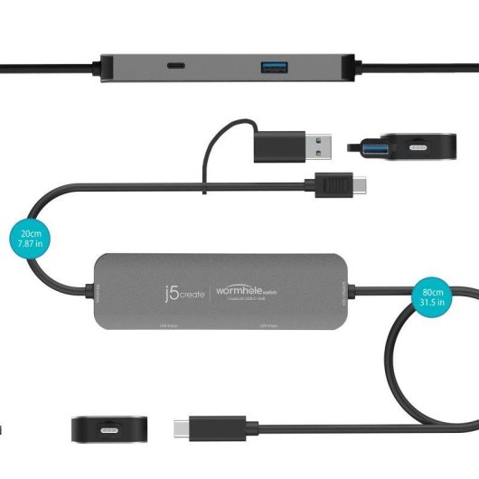 Concentrador USB-C j5create CrossLink Wormhole Switch 2 puertos 5 Gbps