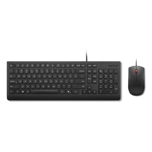 Teclado Lenovo Essential Wired Combo membrana completo con ratón óptico USB negro