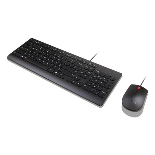 Teclado Lenovo Essential Wired Combo membrana completo con ratón óptico USB negro