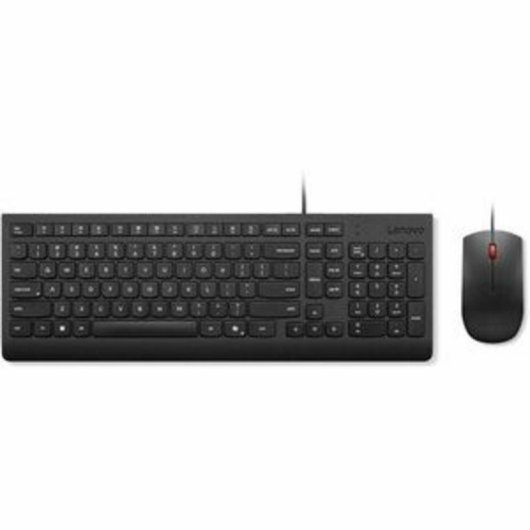Teclado Lenovo Essential Wired Combo membrana completo con ratón óptico USB negro