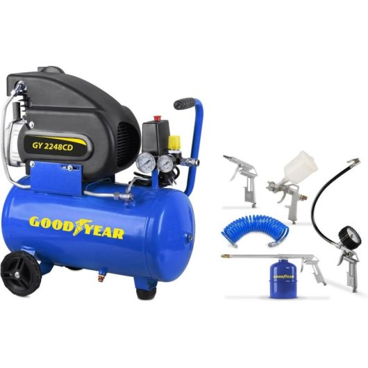 Compresseur d'air Goodyear GY08248SOF Silencieux 24L 8 Bar