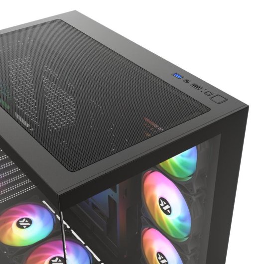 Caja PC xyz TESSERACT X 50 ATX Cubo Acero Negro con Ventana Cristal Templado y 6 Ventiladores A-RGB