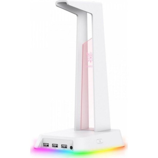 Suporte para auriculares Onikuma ST2 RGB branco com 3 portos USB