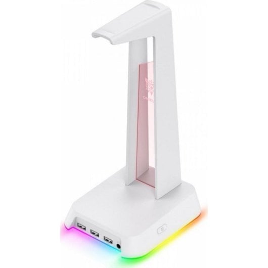 Suporte para auriculares Onikuma ST2 RGB branco com 3 portos USB