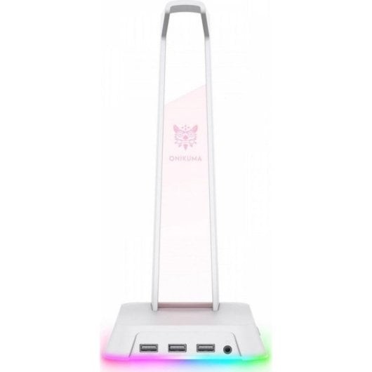 Suporte para auriculares Onikuma ST2 RGB branco com 3 portos USB