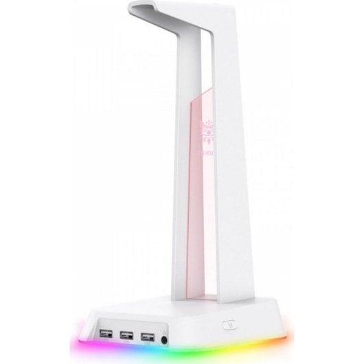 Suporte para auriculares Onikuma ST2 RGB branco com 3 portos USB