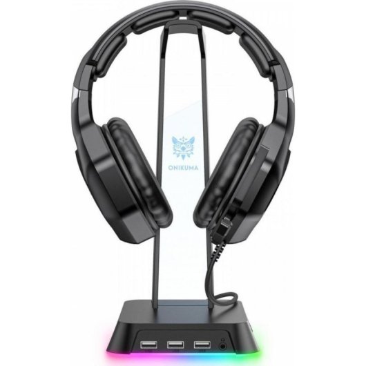 Soporte para auriculares Onikuma ST2 RGB negro con puertos USB y jack 3.5 mm