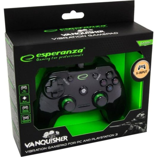 Gamepad Esperanza Vanquisher EGG110K con vibraciones para PC y PS3