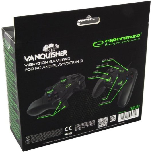 Gamepad Esperanza Vanquisher EGG110K con vibraciones para PC y PS3