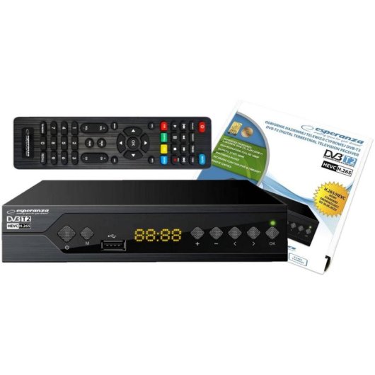 Tuner TV DVB-T2 Esperanza EV107R Full HD con PVR y Timeshift