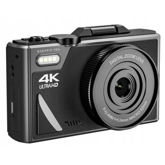 Cámara Digital EasyPix V64 Flip Negra 64 Mpx WiFi 4K