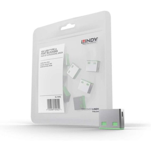 Bloqueador de puerto USB tipo A Lindy 40461 Pack 10 piezas verde ABS