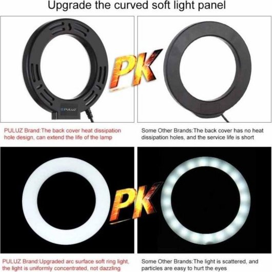 Puluz PU391 Lámpara LED Anillo con Tripode Regulable 12 cm USB 6.5W Luz 3200-6500K
