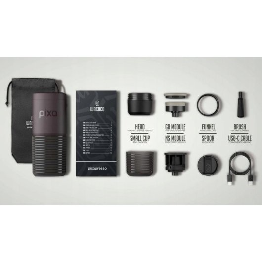 Máquina de café expresso portátil Wacaco Pixapresso dupla doseadora borgonha