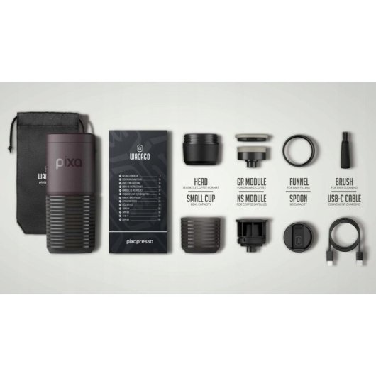 Máquina de café expresso portátil Wacaco Pixapresso dupla doseadora borgonha