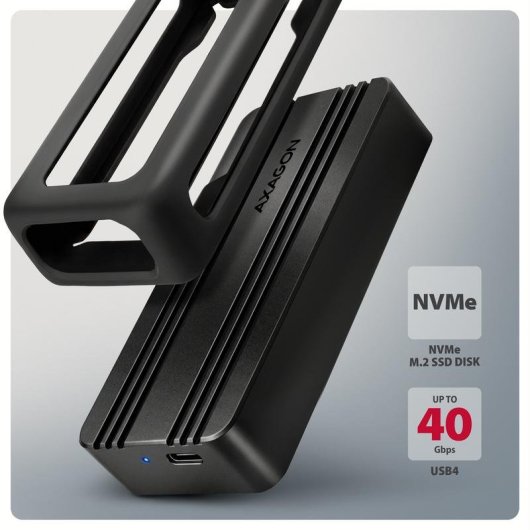 Caja PC Axagon EEM2-40G M.2 Aluminio Negro USB Type-C 40 Gbit/s