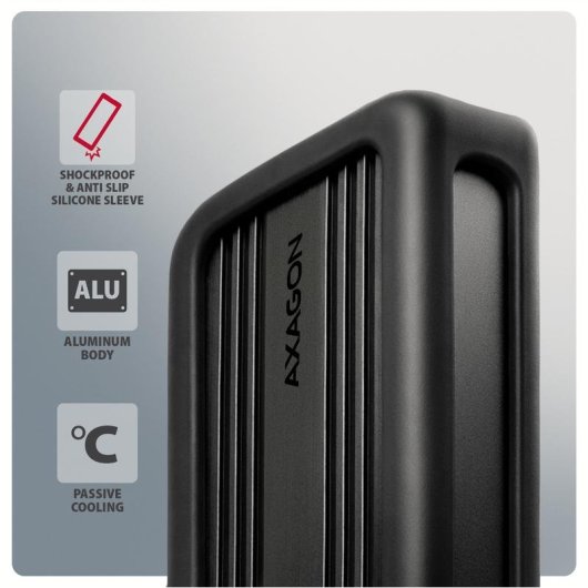 Caja PC Axagon EEM2-40G M.2 Aluminio Negro USB Type-C 40 Gbit/s